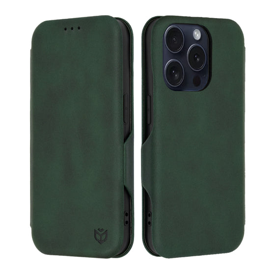 Husă tip carte Techsuit Safe Wallet Plus pentru iPhone 15 Pro – verde
