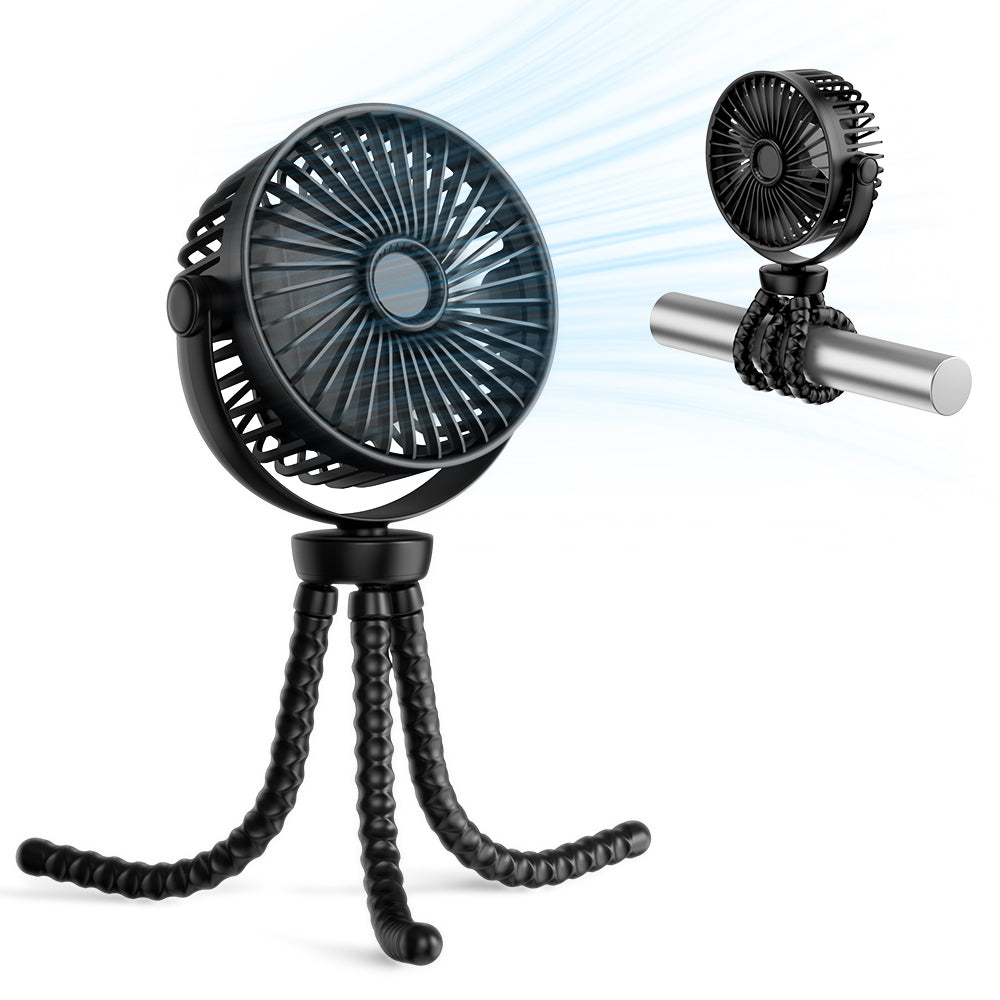 Ventilator cărucior, trepied flexibil, 4000 mAh, negru – Techsuit VP1 – imagine 1