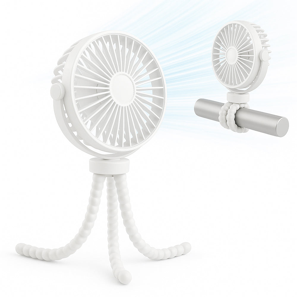 Ventilator cărucior, trepied flexibil, 4000 mAh, alb – Techsuit VP1 – imagine 2