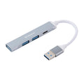 Hub USB 4 în 1, USB 3.0 și port USB-C, gri – Techsuit H19 – imagine 1