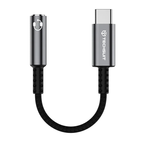 Adaptor audio USB-C la jack 3,5 mm, DAC, aluminiu, gri – Techsuit AC14 – imagine 2