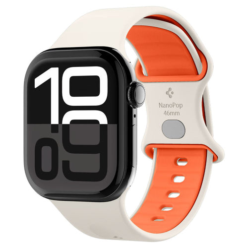 Curea din silicon Spigen Nano Pop Apple Watch 38 / 40 / 41 / 42 mm – Bej cu portocaliu – imagine 1