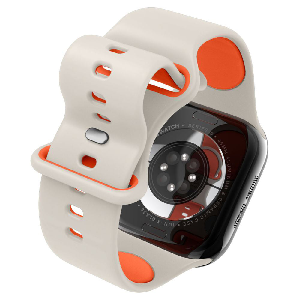 Curea din silicon Spigen Nano Pop Apple Watch 38 / 40 / 41 / 42 mm – Bej cu portocaliu – imagine 4
