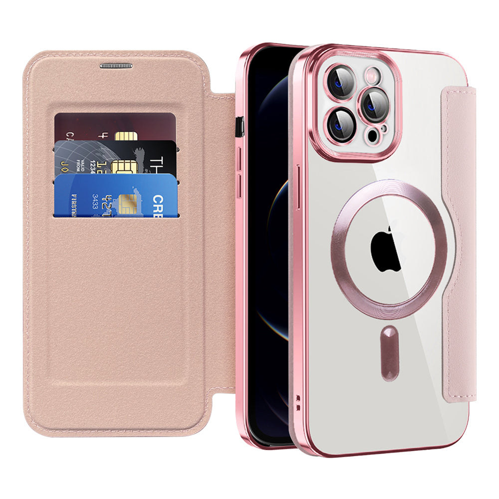 Husă flip Techsuit SmartMag Book iPhone 12 Pro Max – Roz – imagine 3
