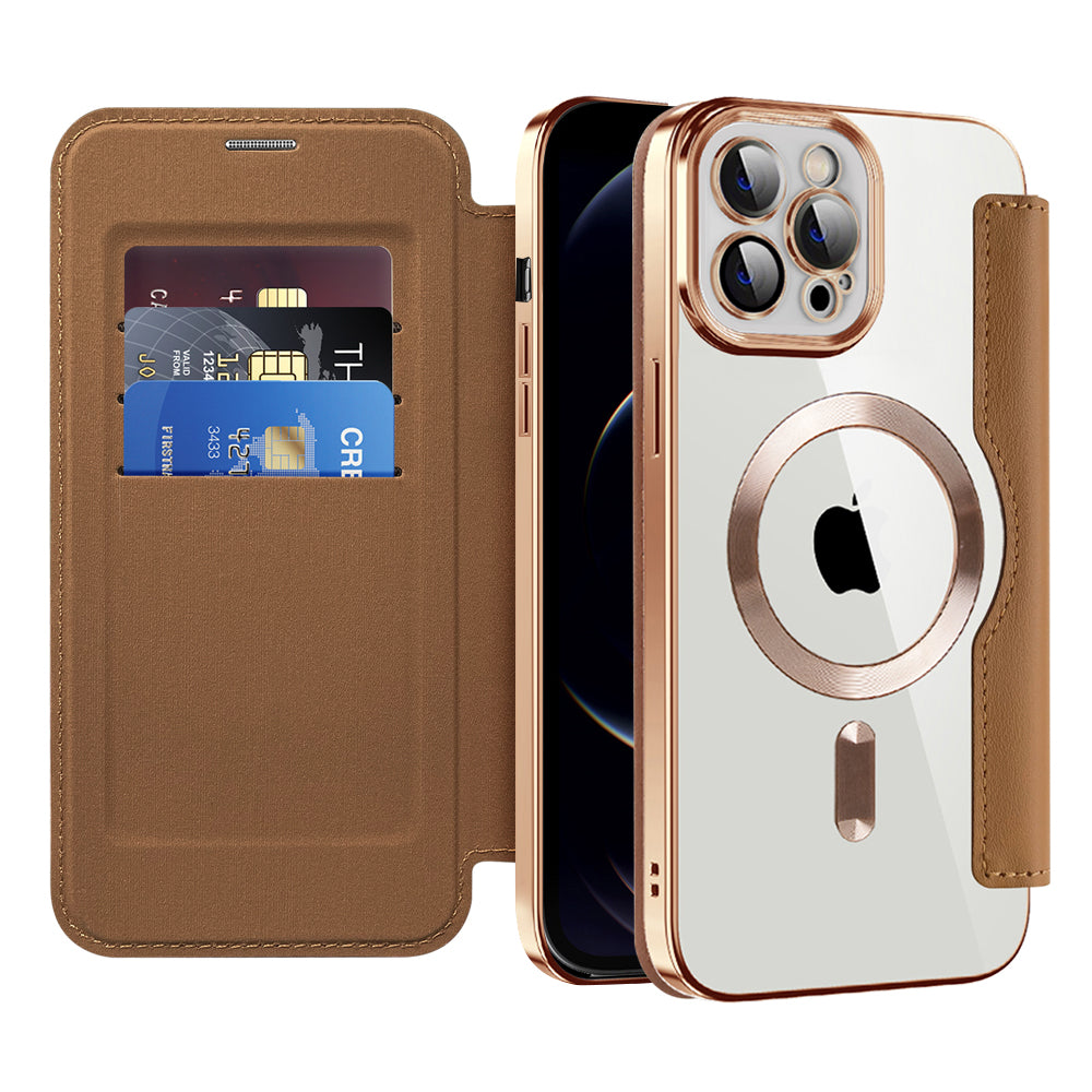 Husă flip Techsuit SmartMag Book iPhone 12 Pro – Maro – imagine 1