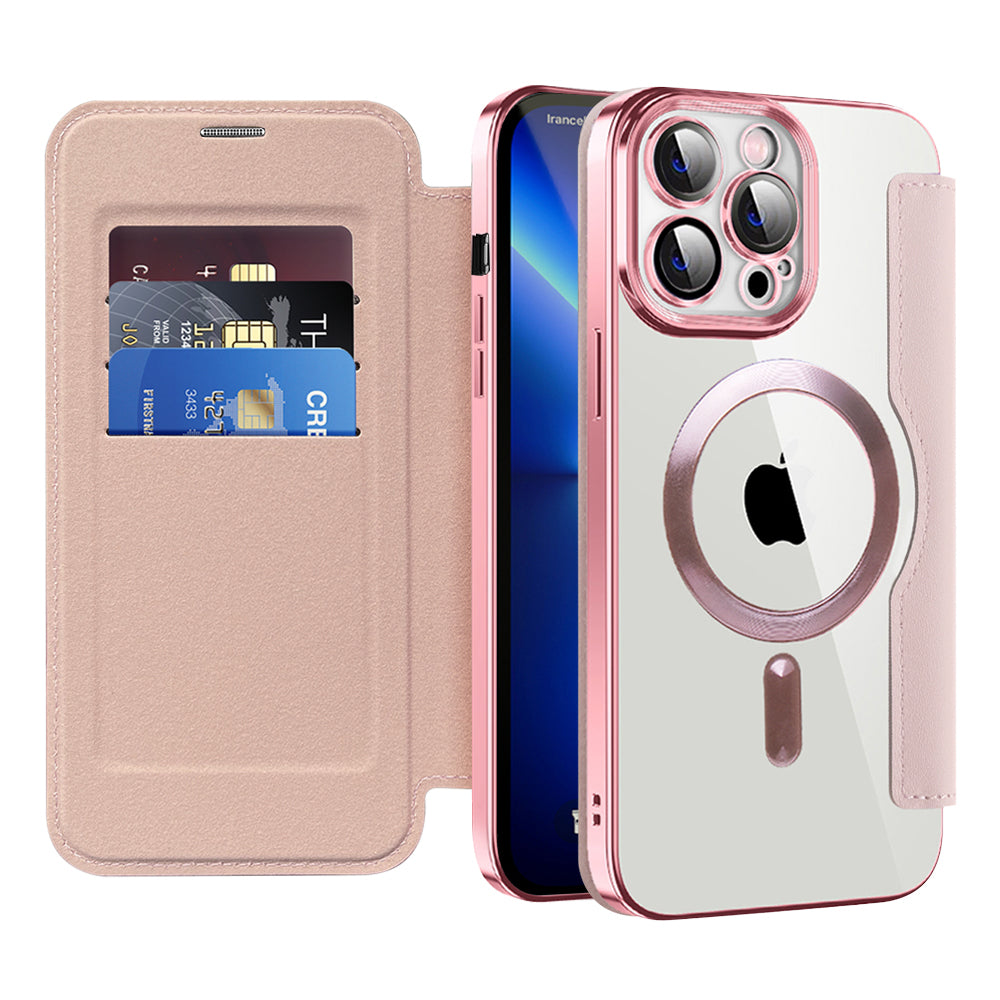 Husă flip Techsuit SmartMag Book iPhone 13 Pro – Roz – imagine 7
