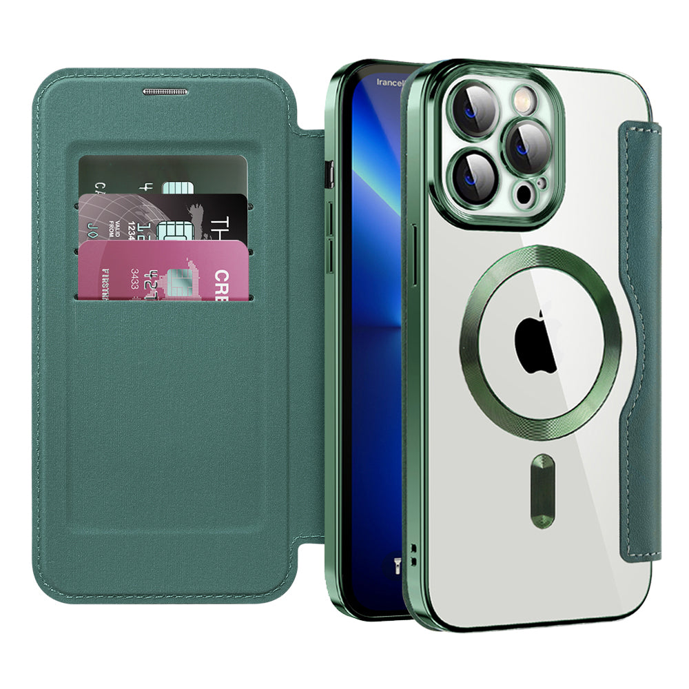 Husă flip Techsuit SmartMag Book iPhone 13 Pro Max – Verde – imagine 5