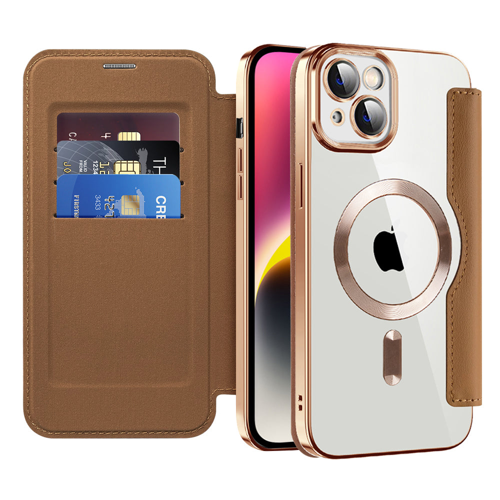 Husă flip Techsuit SmartMag Book iPhone 14 Plus – Maro – imagine 3