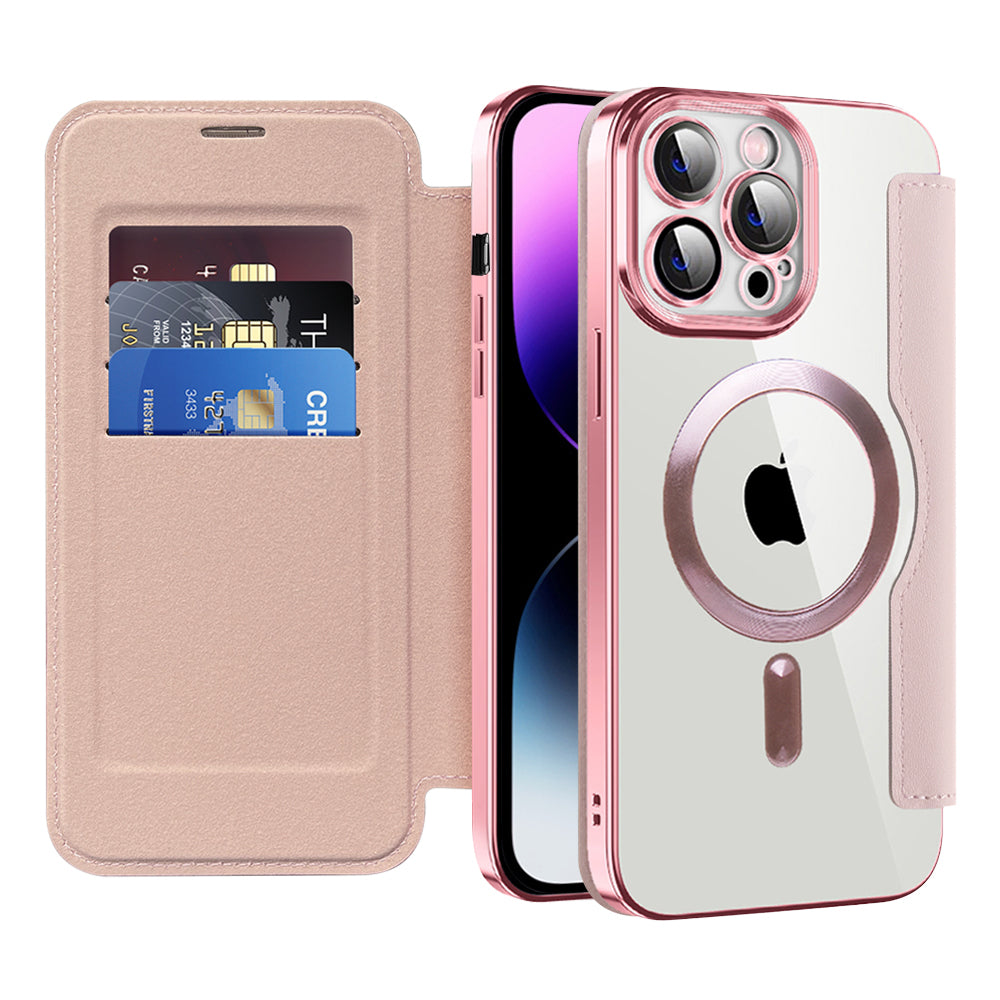 Husă flip Techsuit SmartMag Book iPhone 14 Pro Max – Roz – imagine 5