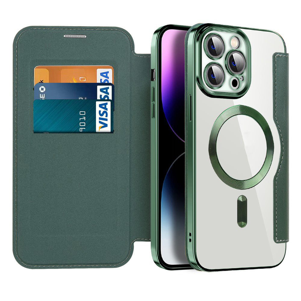 Husă flip Techsuit SmartMag Book iPhone 14 Pro Max – Verde – imagine 3