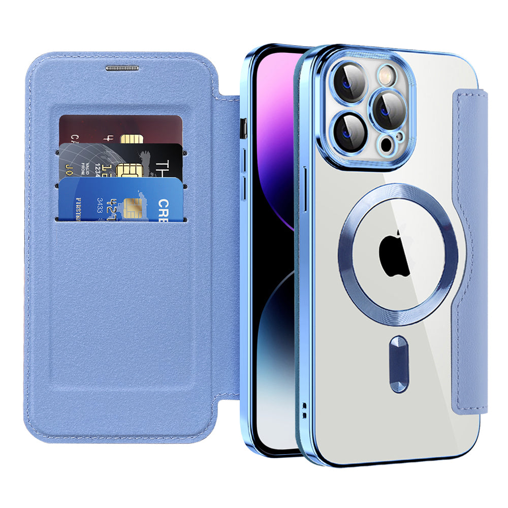 Husă flip Techsuit SmartMag Book iPhone 14 Pro Max – Albastru deschis – imagine 11