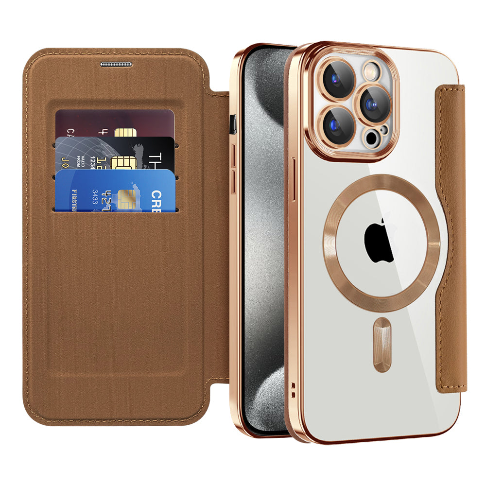 Husă Techsuit SmartMag Book Case iPhone 15 Pro – Maro – imagine 3