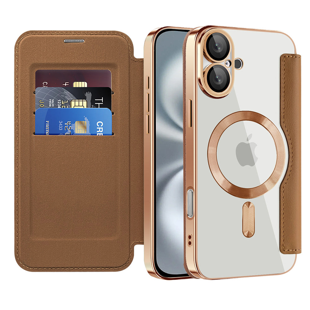 Husă flip Techsuit SmartMag Book iPhone 16 Plus – Maro – imagine 5