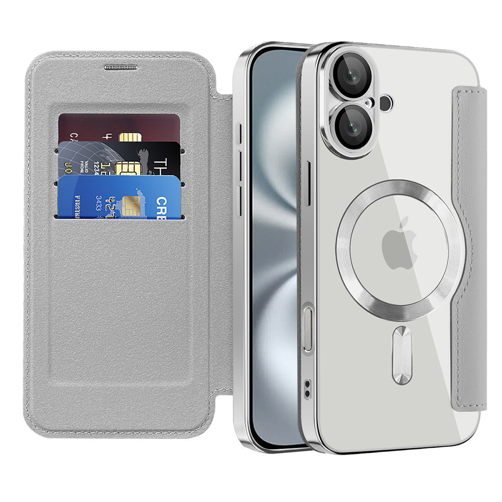 Husă flip Techsuit SmartMag Book iPhone 16 Plus – Gri – imagine 1