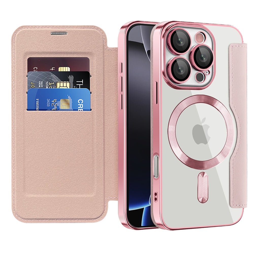 Husă flip Techsuit SmartMag Book iPhone 16 Pro – Roz – imagine 5