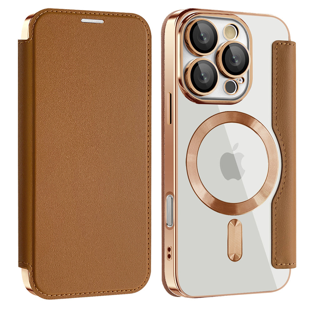 Husă flip Techsuit SmartMag Book iPhone 16 Pro – Maro – imagine 8
