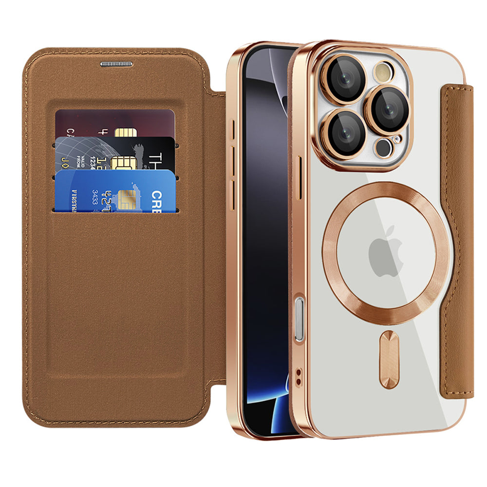 Husă flip Techsuit SmartMag Book iPhone 16 Pro – Maro – imagine 7
