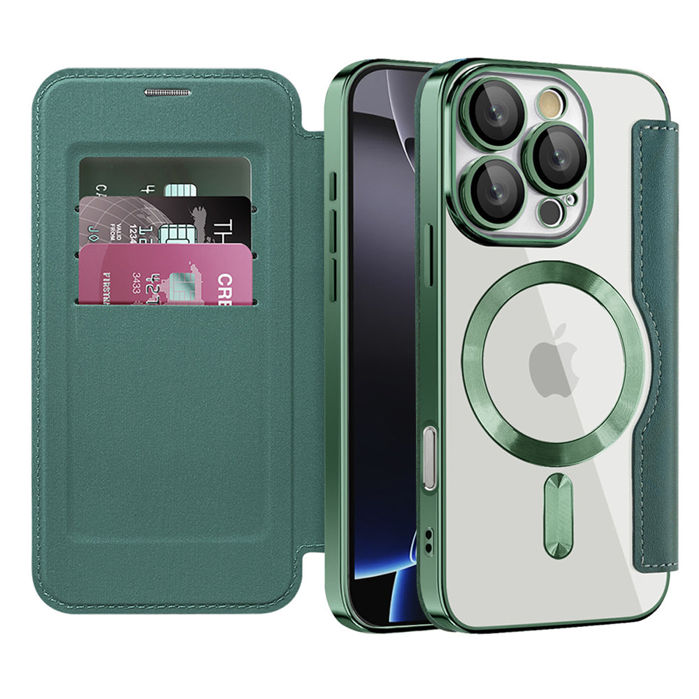 Husă flip Techsuit SmartMag Book iPhone 16 Pro – Verde – imagine 9
