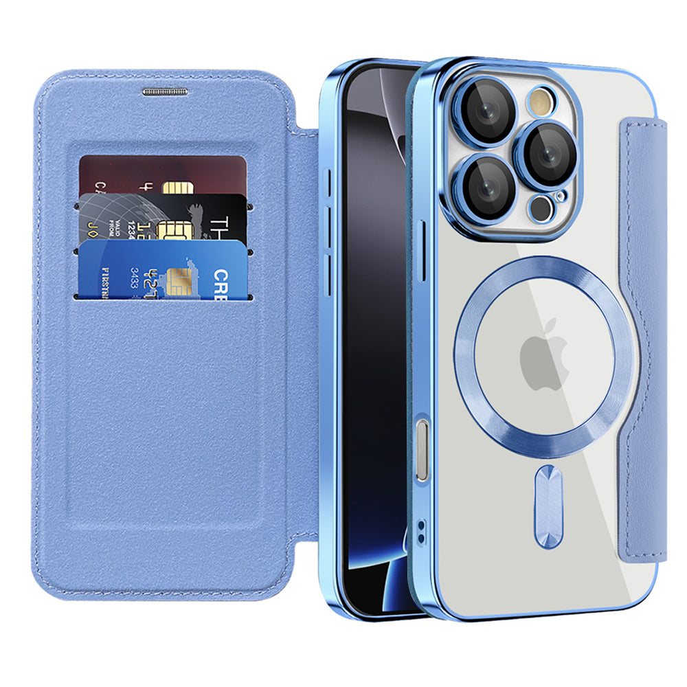 Husă flip Techsuit SmartMag Book iPhone 16 Pro Max – Albastru deschis – imagine 7