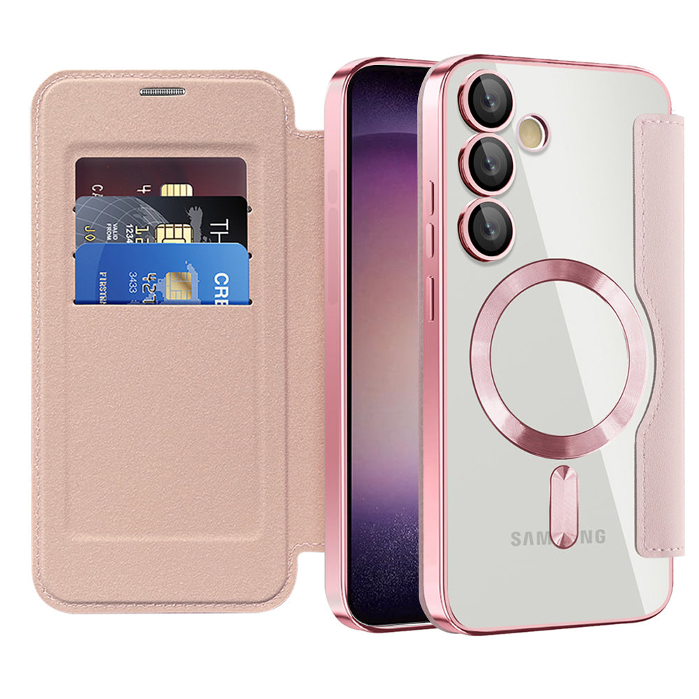 Husă flip Techsuit SmartMag Book Galaxy S23+ – Roz – imagine 1