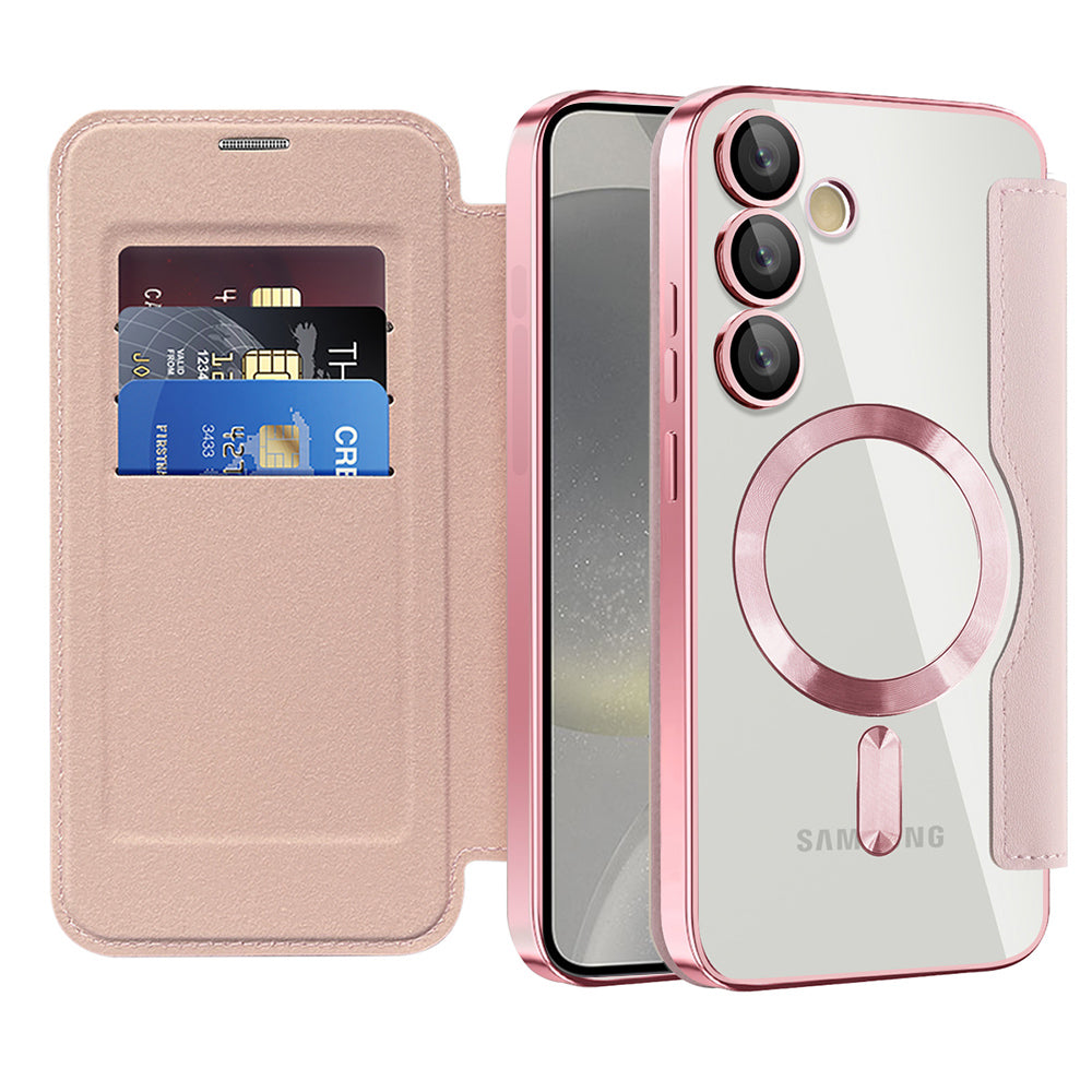 Husă flip Techsuit SmartMag Book Galaxy S24+ – Roz – imagine 1