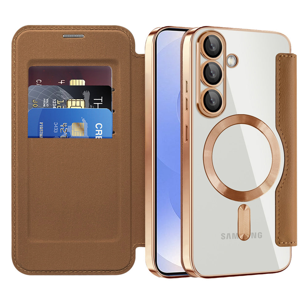 Husă flip Techsuit SmartMag Book Galaxy S25 Plus – Maro – imagine 1