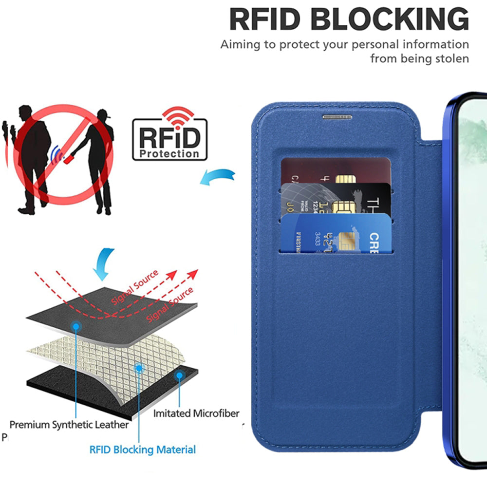 Husă flip Techsuit SmartMag Book Galaxy S22+ – Albastru – imagine 3