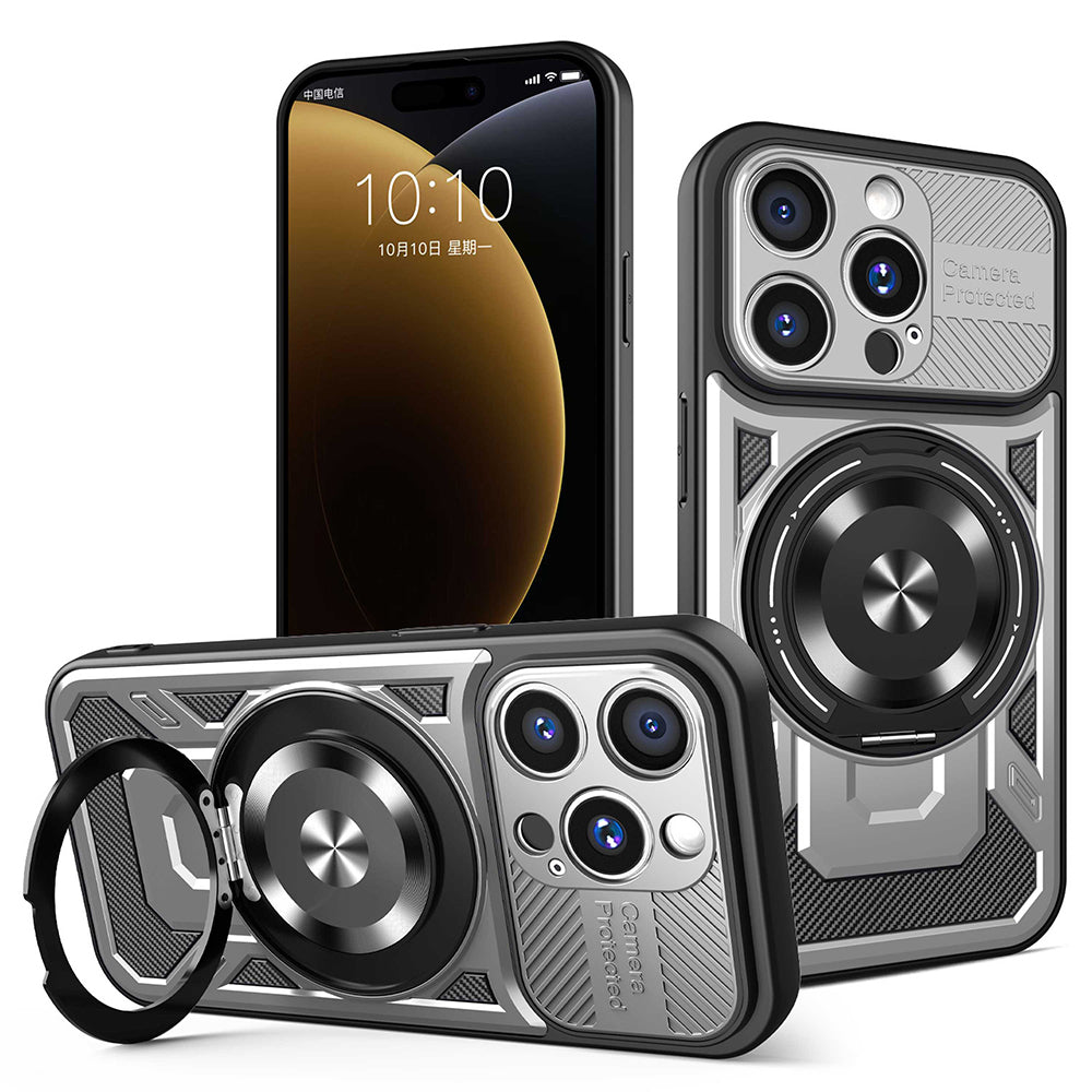 Husă Techsuit RuggedCam MagSafe cu stand iPhone 15 Pro – Gri – imagine 1
