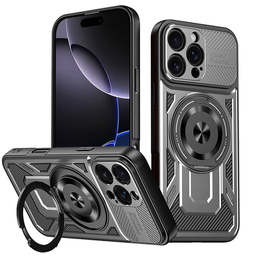 Husă Techsuit RuggedCam MagSafe cu stand iPhone 16 Pro – Gri – imagine 1