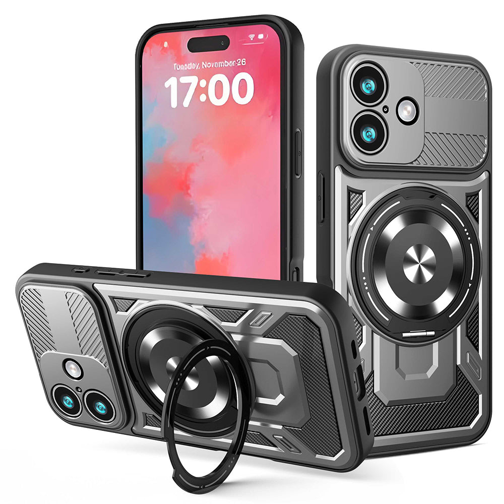 Husă Techsuit RuggedCam MagSafe cu stand iPhone 17 – Gri – imagine 2