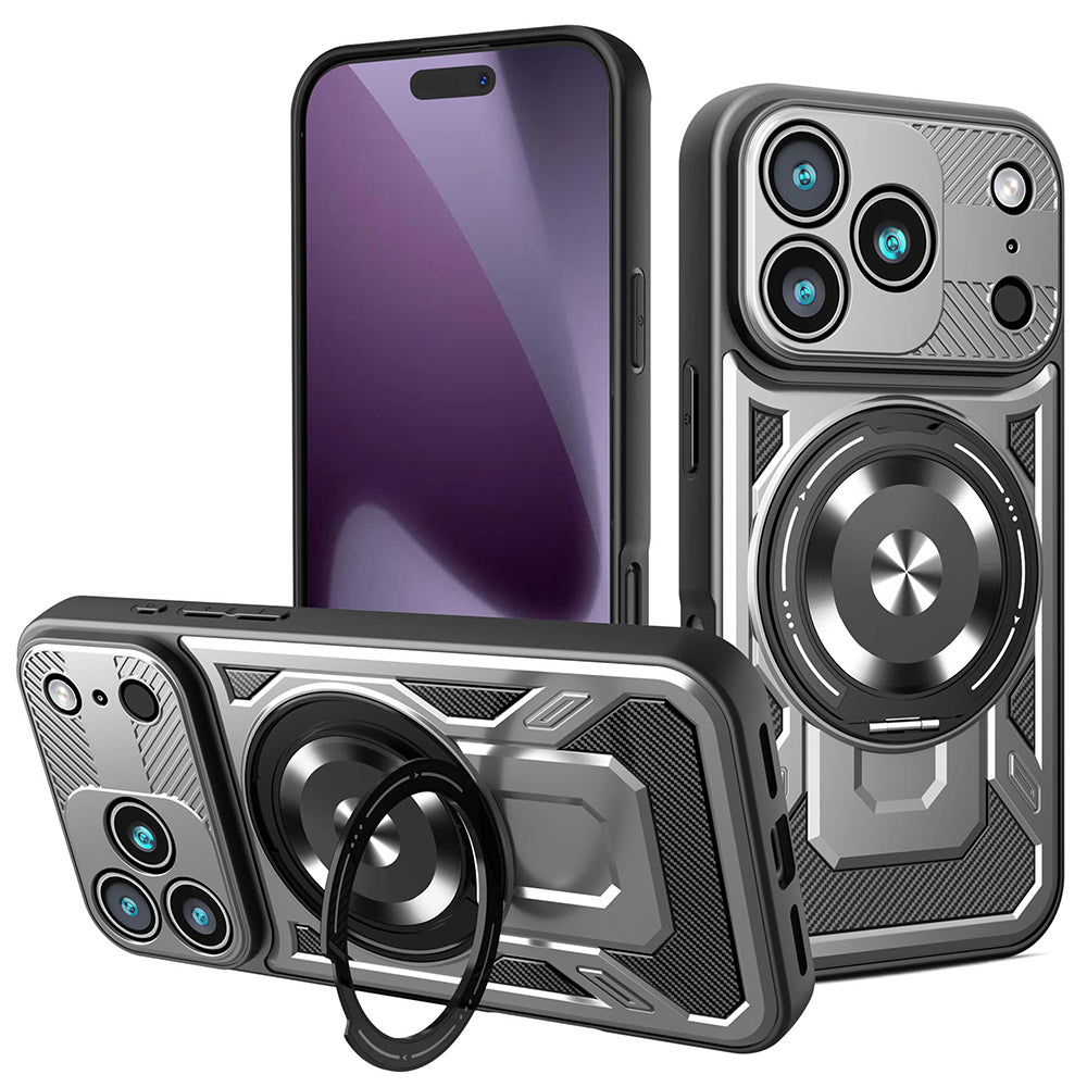 Husă Techsuit RuggedCam MagSafe cu stand iPhone 17 Pro – Gri – imagine 1