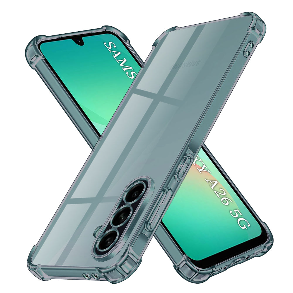 Husă transparentă Techsuit Shockproof Clear Silicone Galaxy A26 5G – Negru fumuriu – imagine 1