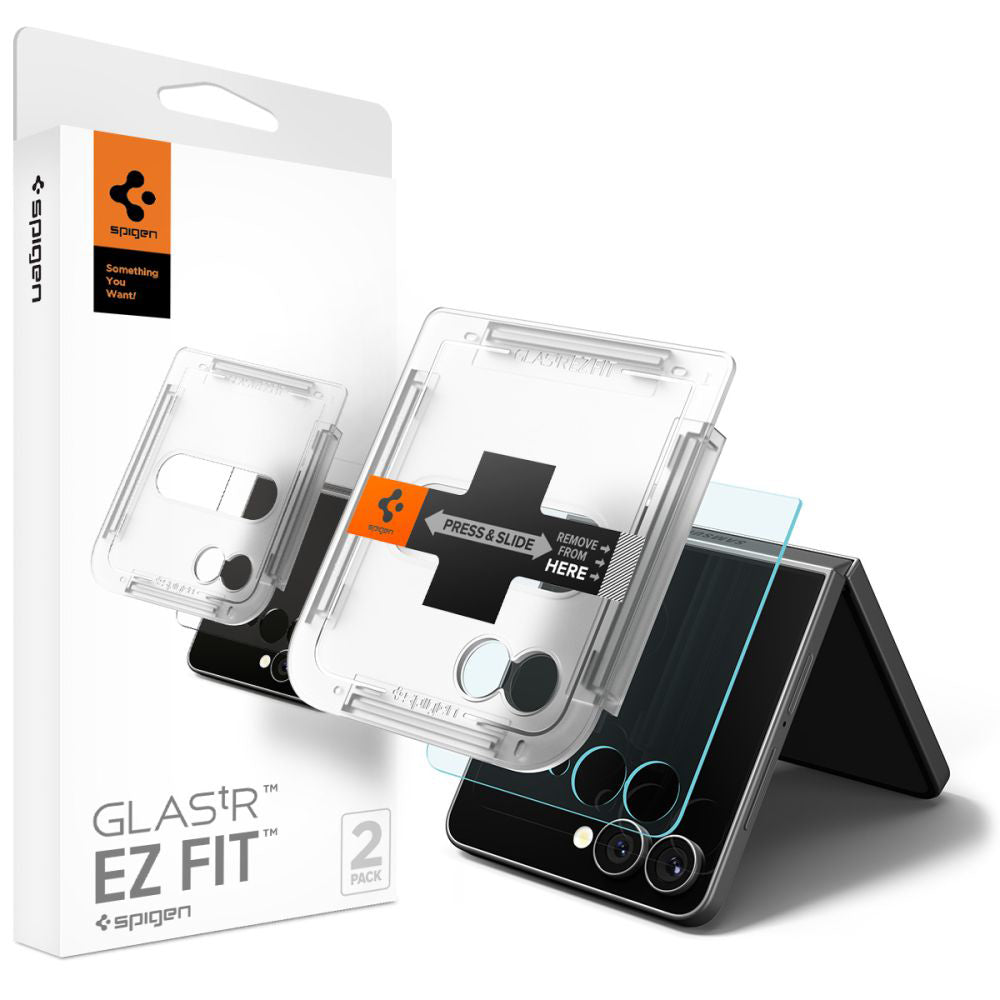 Folie de sticlă Spigen Glas.tR EZ Fit HD pentru Samsung Galaxy Z Flip7 / Z Flip8 – 2 folii – imagine 8