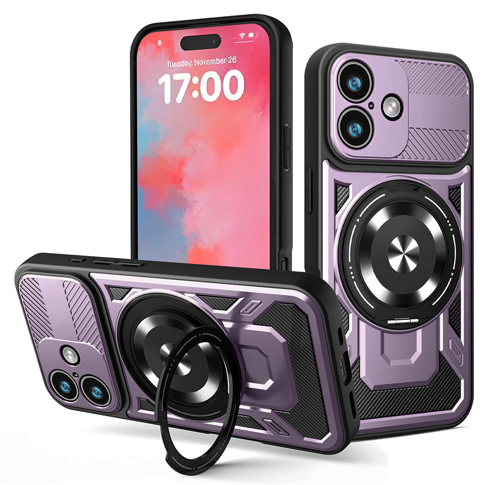 Husă Techsuit RuggedCam MagSafe cu stand iPhone 17 – Mov – imagine 3