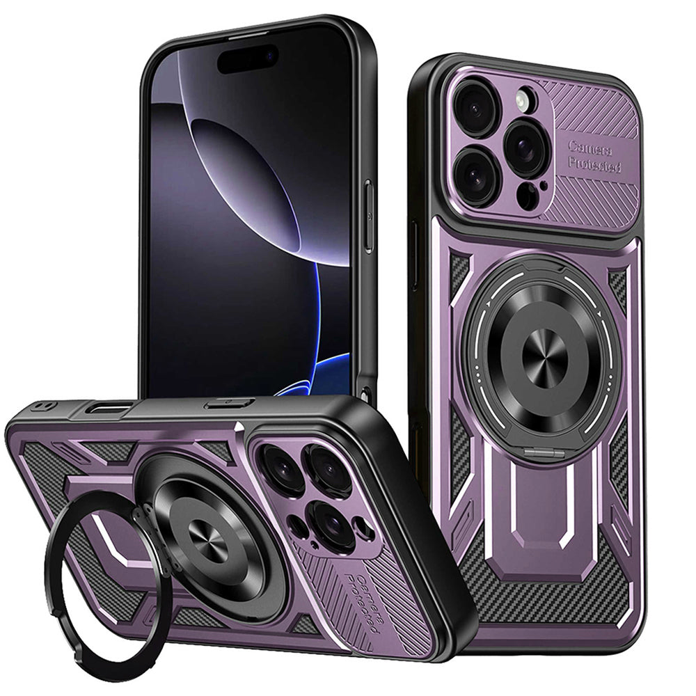 Husă Techsuit RuggedCam MagSafe cu stand iPhone 16 Pro – Mov – imagine 2