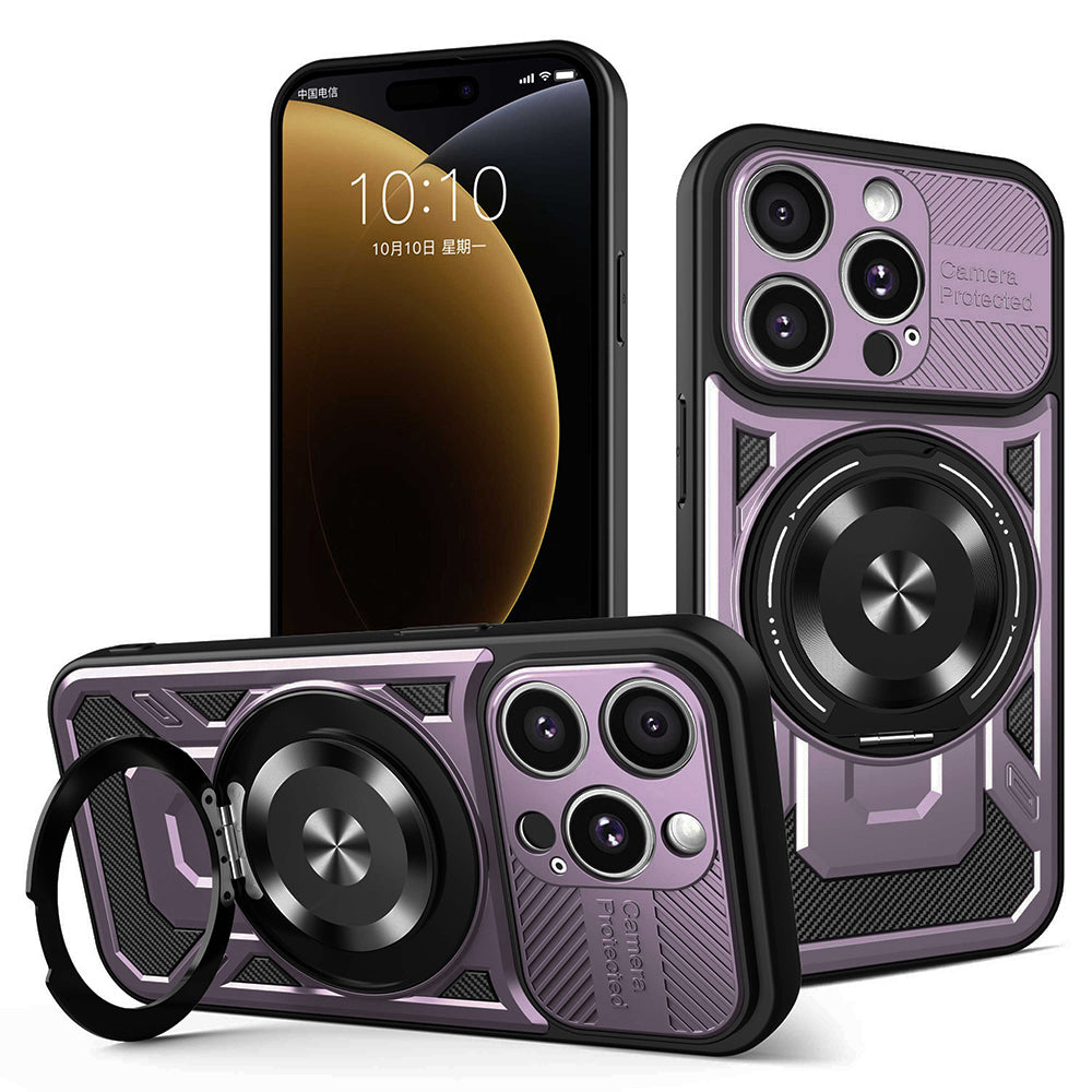 Husă Techsuit RuggedCam MagSafe cu stand iPhone 15 Pro – Mov – imagine 2