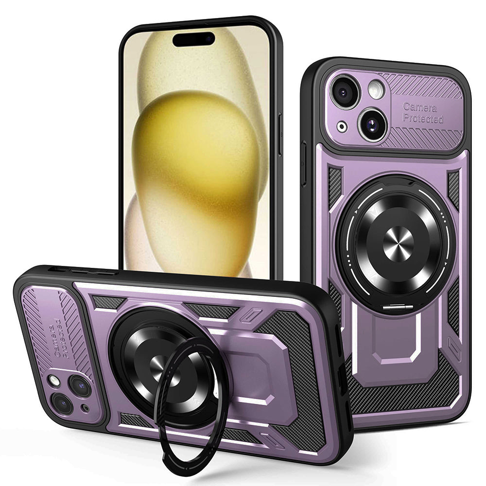 Husă Techsuit RuggedCam MagSafe cu stand iPhone 15 Plus – Mov – imagine 2