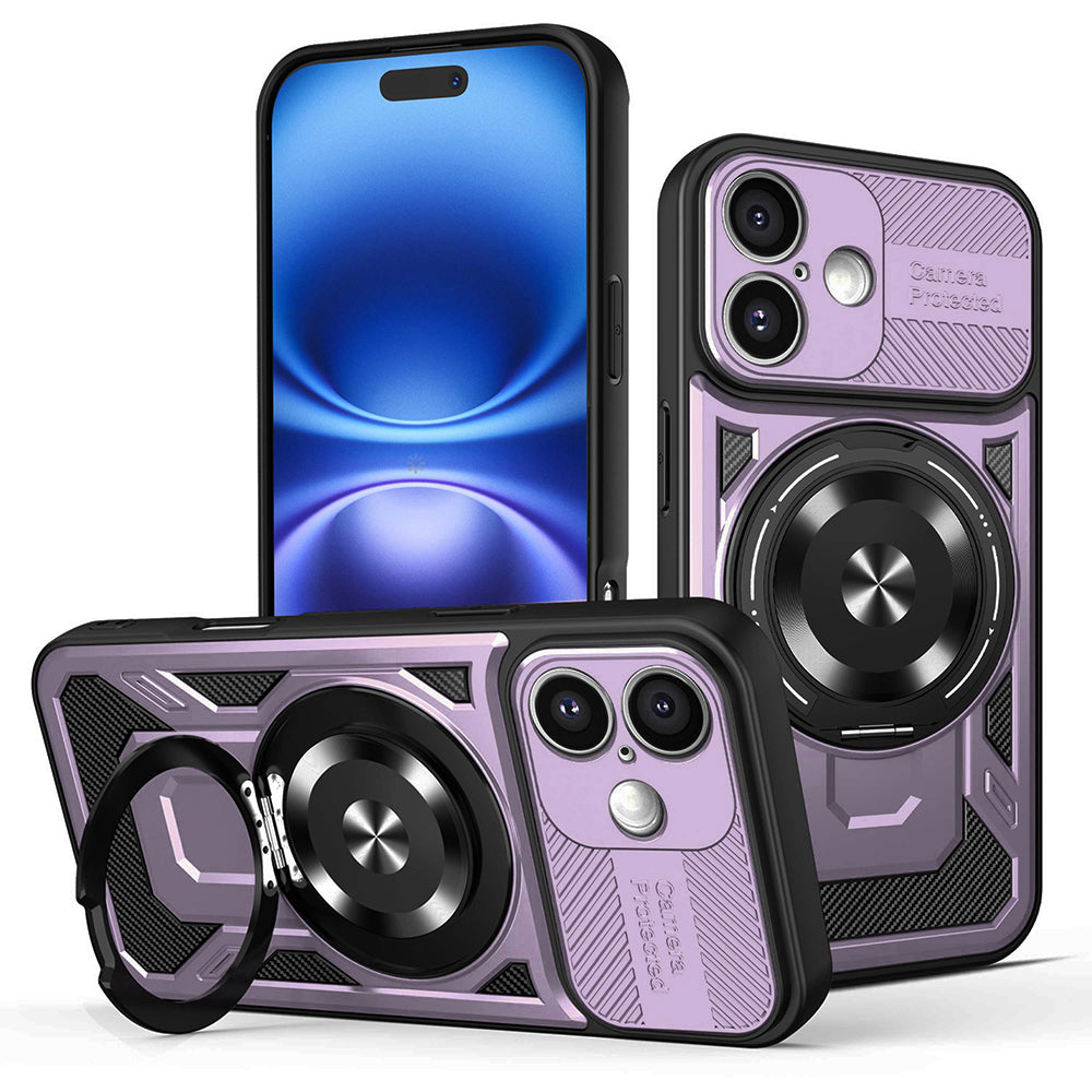 Husă Techsuit RuggedCam MagSafe cu stand iPhone 16 – Mov – imagine 4