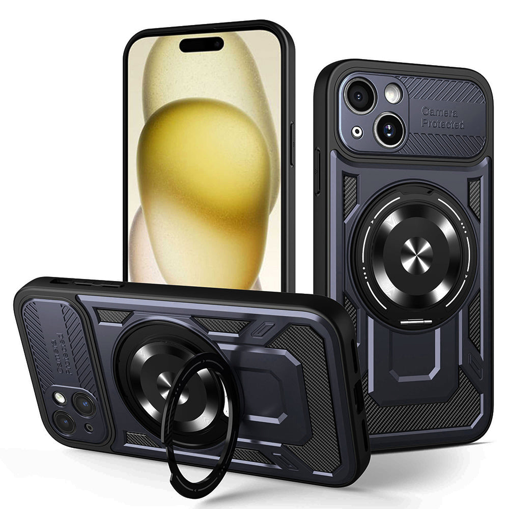 Husă Techsuit RuggedCam MagSafe cu stand iPhone 15 Plus – Albastru – imagine 1