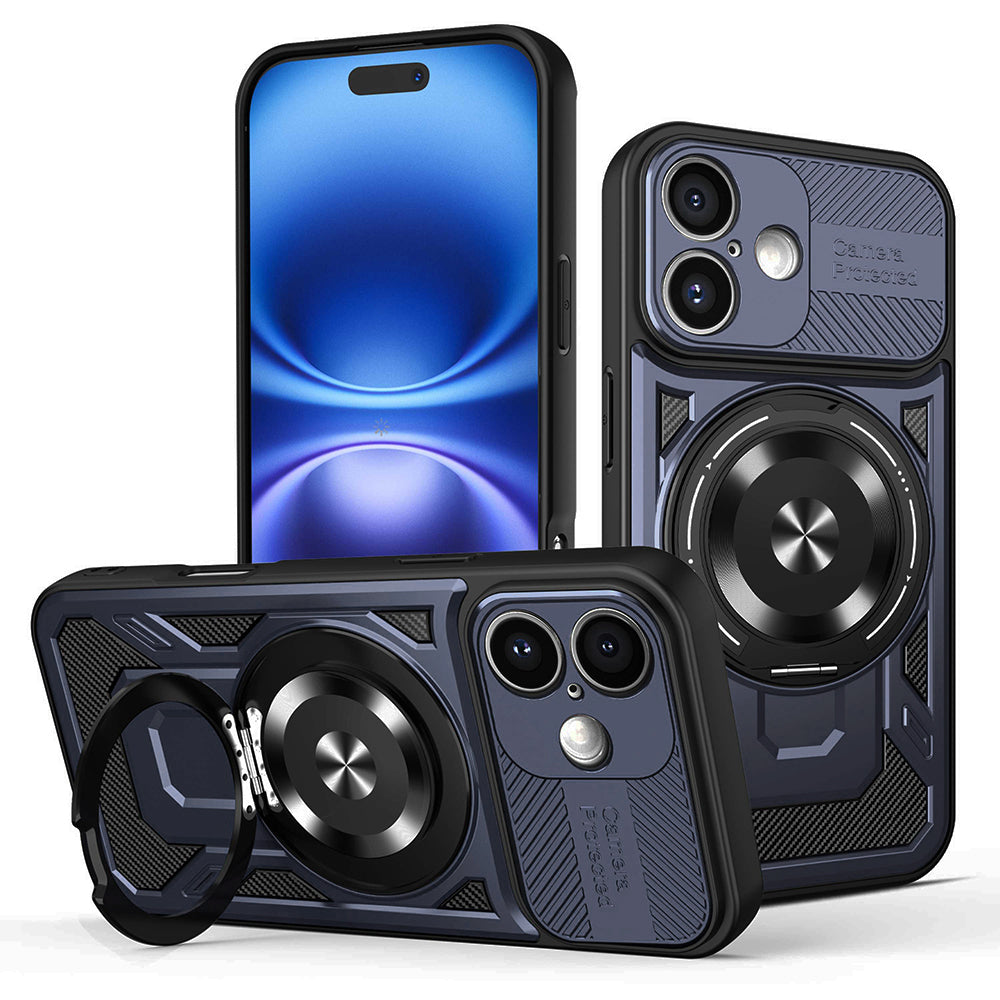 Husă Techsuit RuggedCam MagSafe cu stand iPhone 16 Plus – Albastru – imagine 1