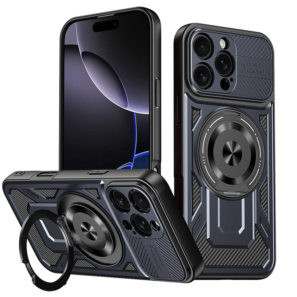 Husă Techsuit RuggedCam MagSafe cu stand iPhone 16 Pro – Albastru – imagine 4