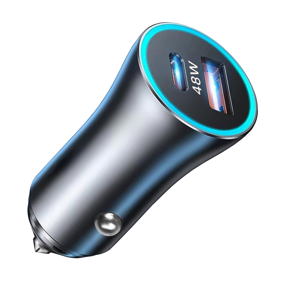 Încărcător auto cu spărgător de geam, USB-C 30W, gri – Techsuit C3 – imagine 3