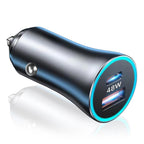 Încărcător auto cu spărgător de geam, USB-C 30W, gri – Techsuit C3 – imagine 2
