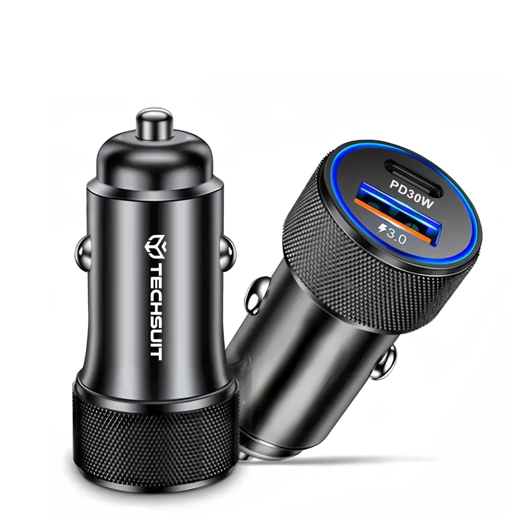 Încărcător auto Techsuit VoltDuo USB-C 30W + USB-A QC3.0 – imagine 1