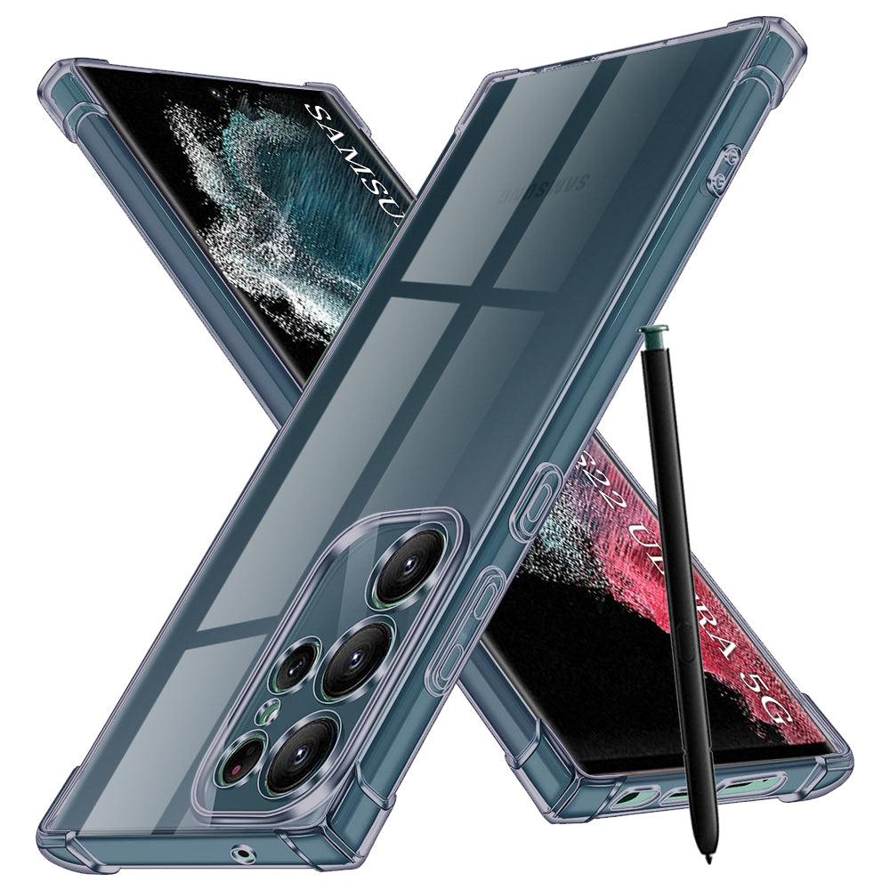 Husă transparentă Techsuit Shockproof Clear Silicone Galaxy S22 Ultra – Negru fumuriu – imagine 2