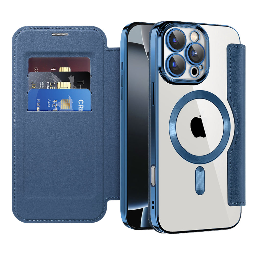 Husă flip Techsuit SmartMag Book iPhone 16 Pro – Albastru – imagine 1