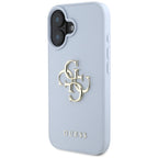 Husă Guess iPhone 16 Grained Big 4G Logo Small Classic Logo, albastru – imagine 2