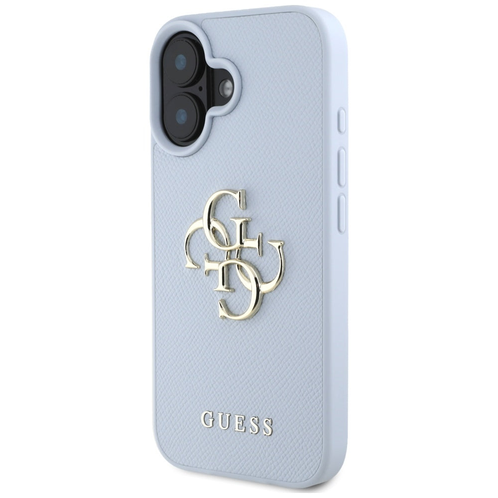 Husă Guess iPhone 16 Grained Big 4G Logo Small Classic Logo, albastru – imagine 2