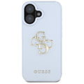 Husă Guess iPhone 16 Grained Big 4G Logo Small Classic Logo, albastru – imagine 1