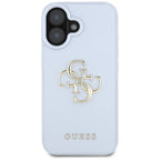 Husă Guess iPhone 16 Grained Big 4G Logo Small Classic Logo, albastru – imagine 1